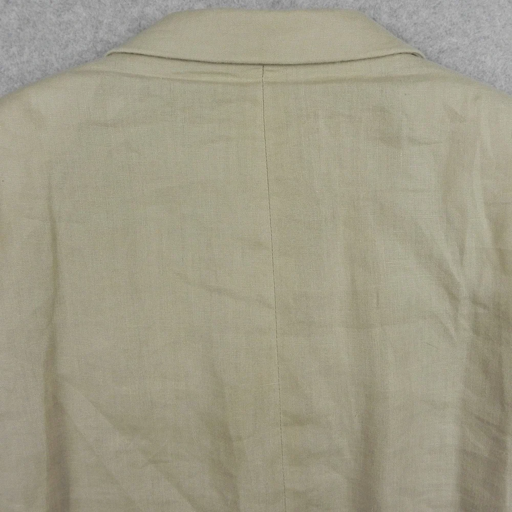 Calvin Klein Linen Blazer Mens 44L Two Button Sport Coat Beige Solid Lightweight